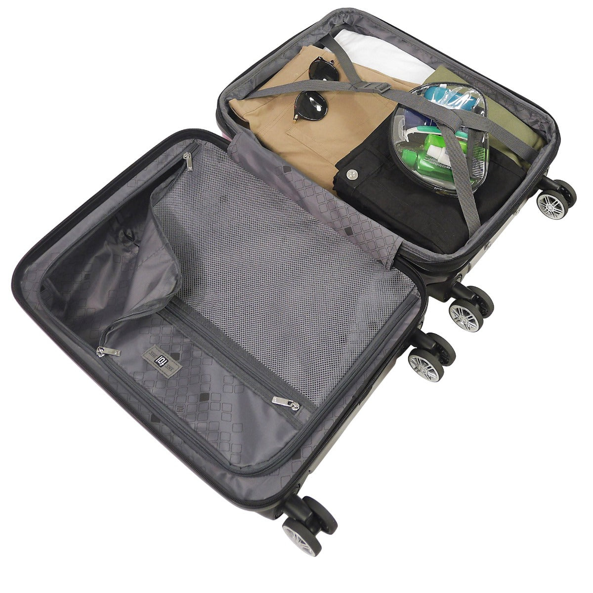 Ful Spinner Suitcase With Compression Straps & Interior Organizing Zip Sections Purple 3 Piece Luggage Set