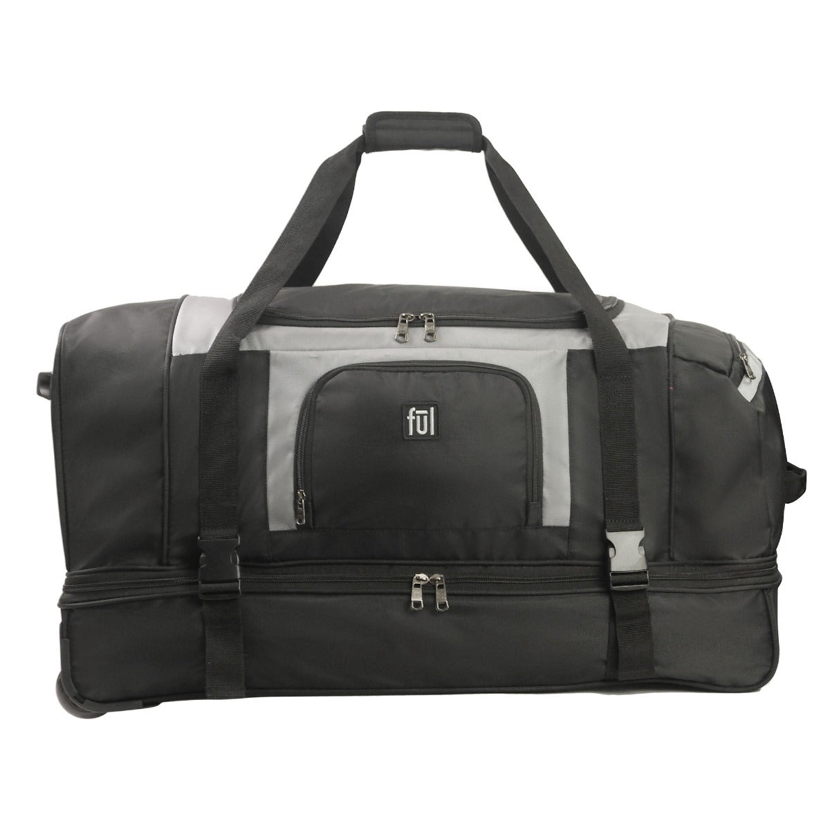 Black and Grey Rig Series 30 inch Split Level Ful Wheeled Rolling Carry-on Duffle Travel Bag  