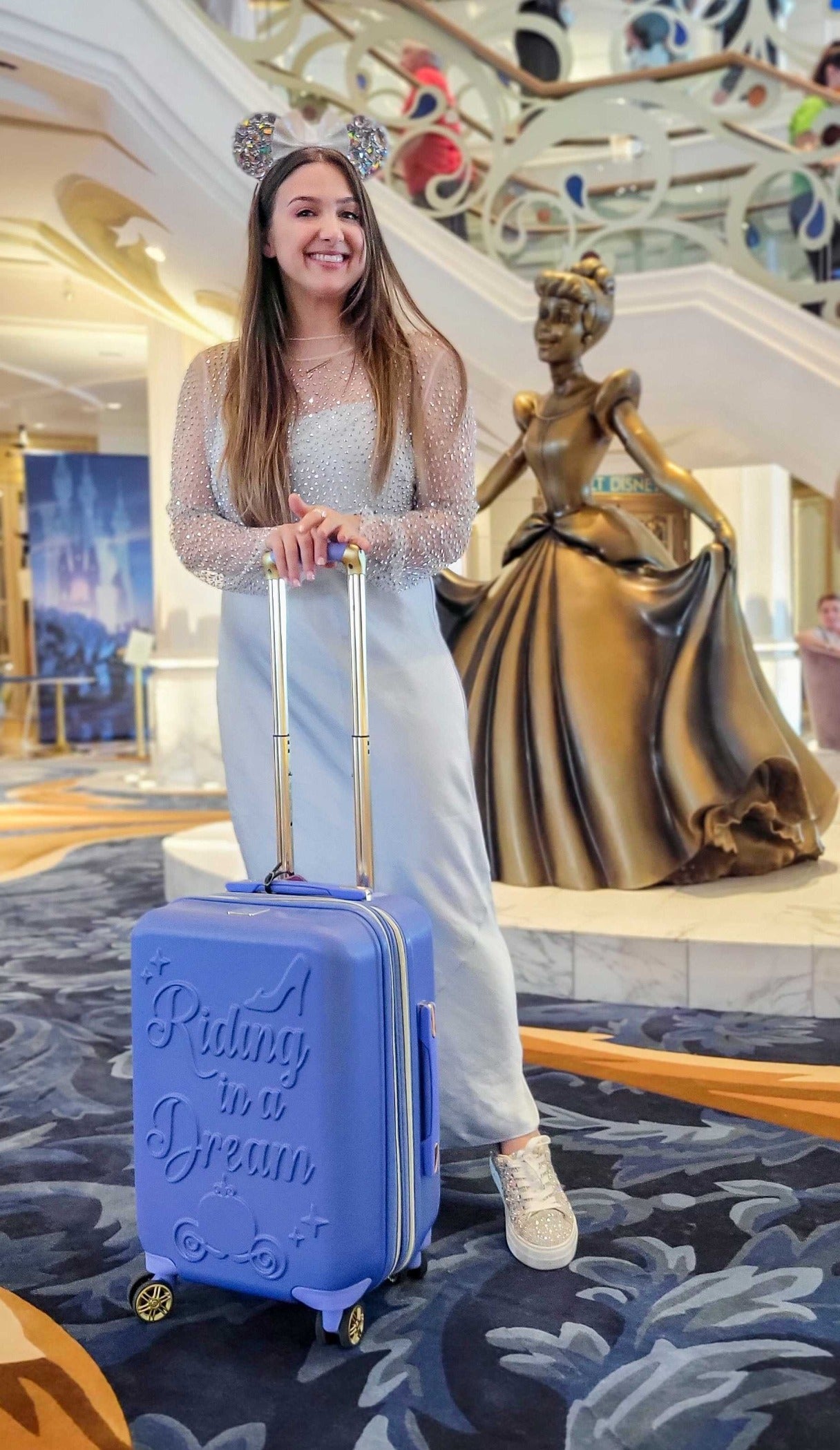 Ful Disney Princess Cinderella hardside 22" carry on luggage blue 