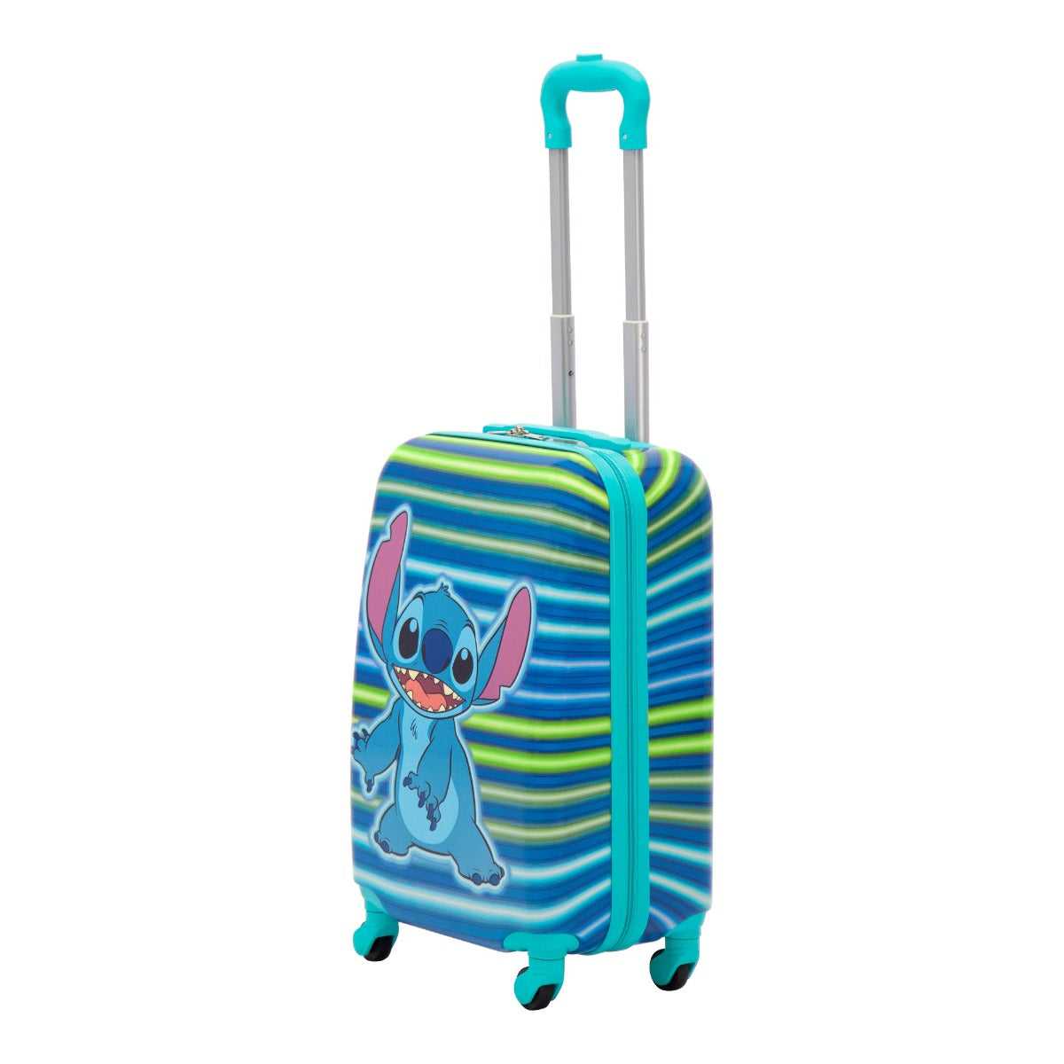 Disney Ful Stitch Neon Stripe Hard side Spinner Suitcase - Blue 21" Best Carry On Luggage for Kids