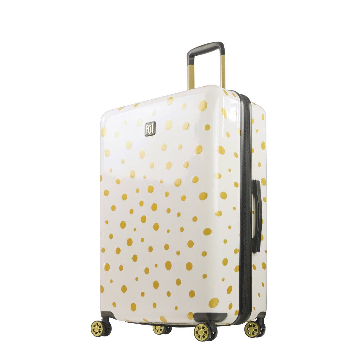 Ful Impulse Mixed Dots Hardside Spinner 31" Checked Luggage White Gold Suitcase