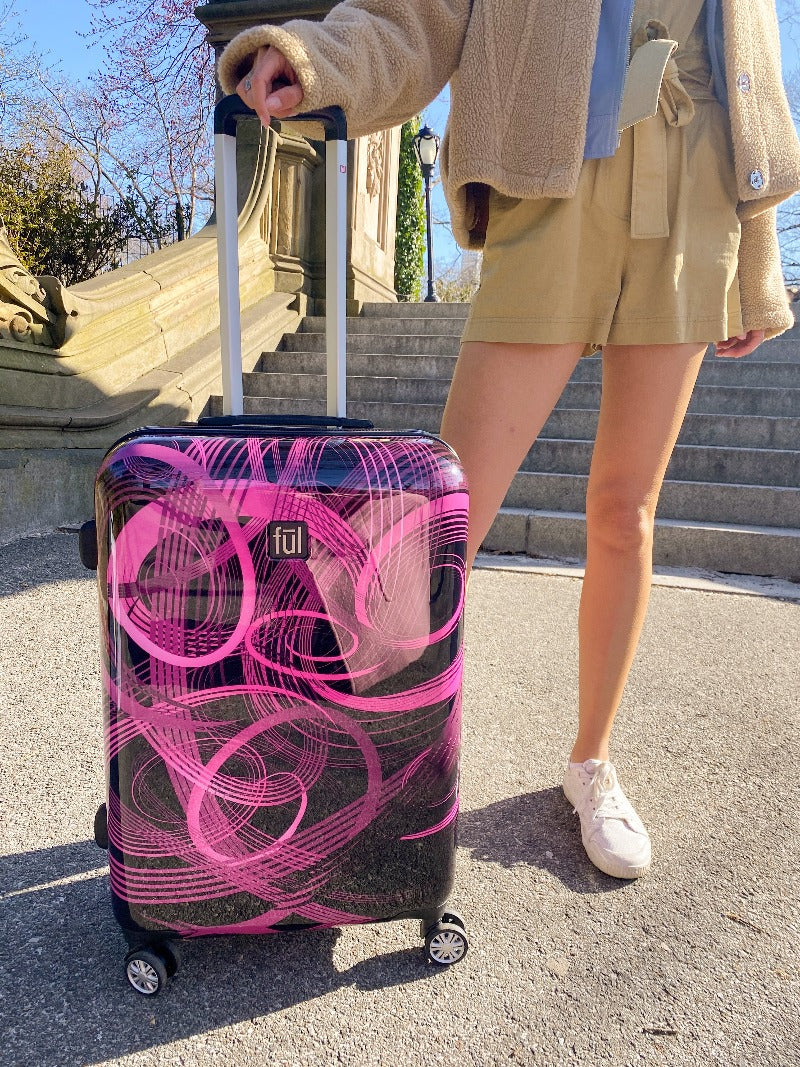 Ful Atomic 20 in. Pink Expandable Spinner Rolling Luggage Suitcase
