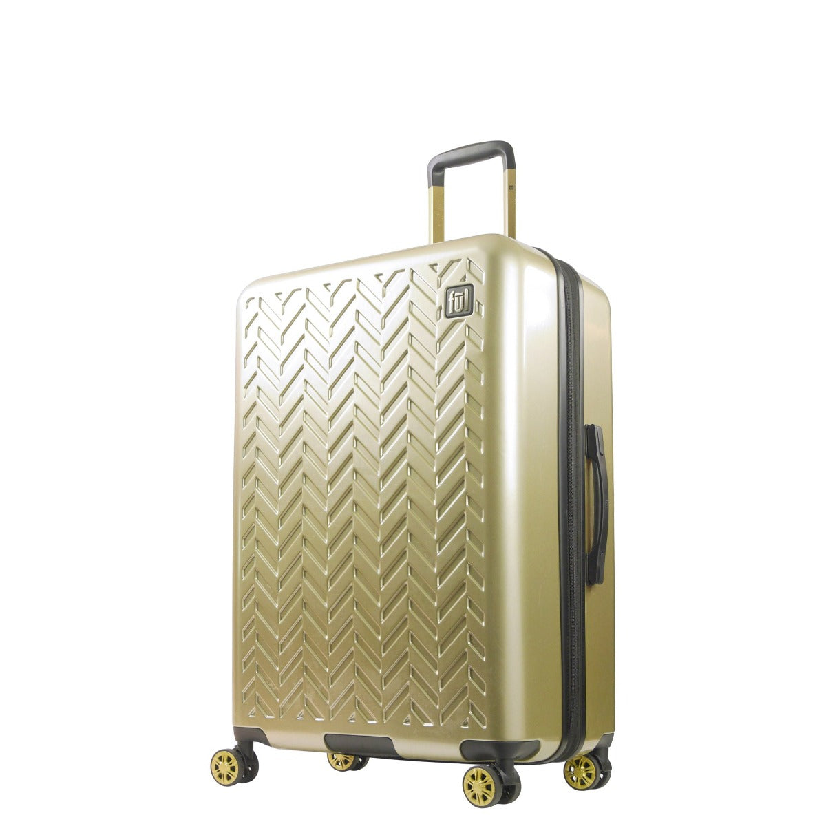 Ful Groove 31 inch hardside spinner suitcase gold checked luggage black details