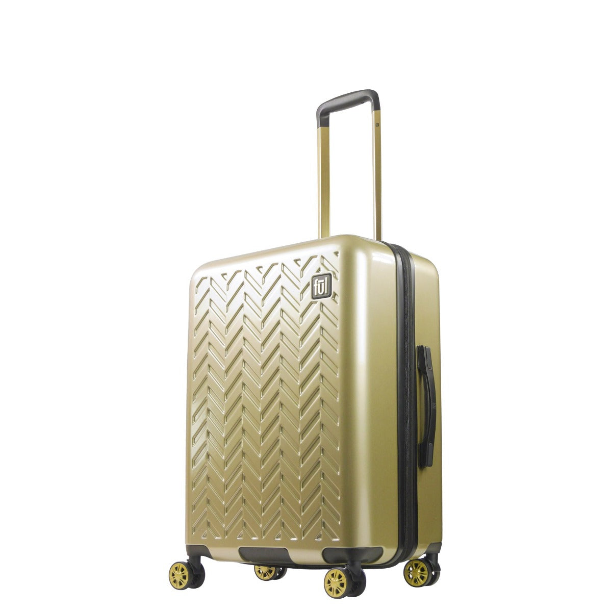 Ful Groove 27" hardside spinner suitcase checked gold luggage black details