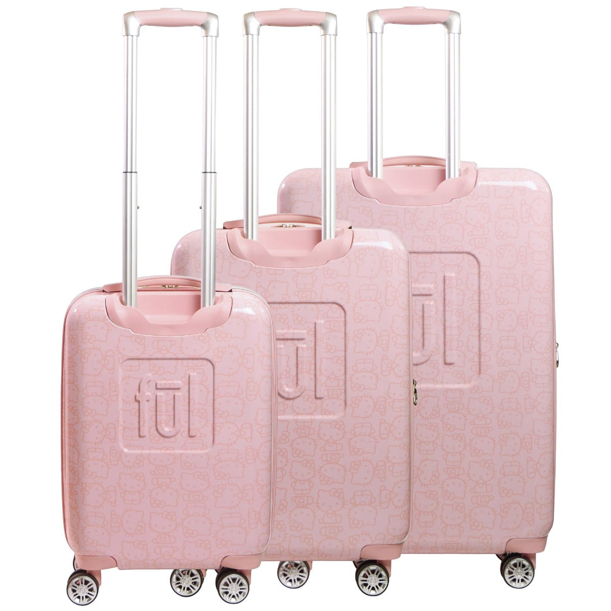 Hello Kitty Pose All Over Print 3 piece set Hardsided spinner Luggage Pink 22" 25.5" 29.5"