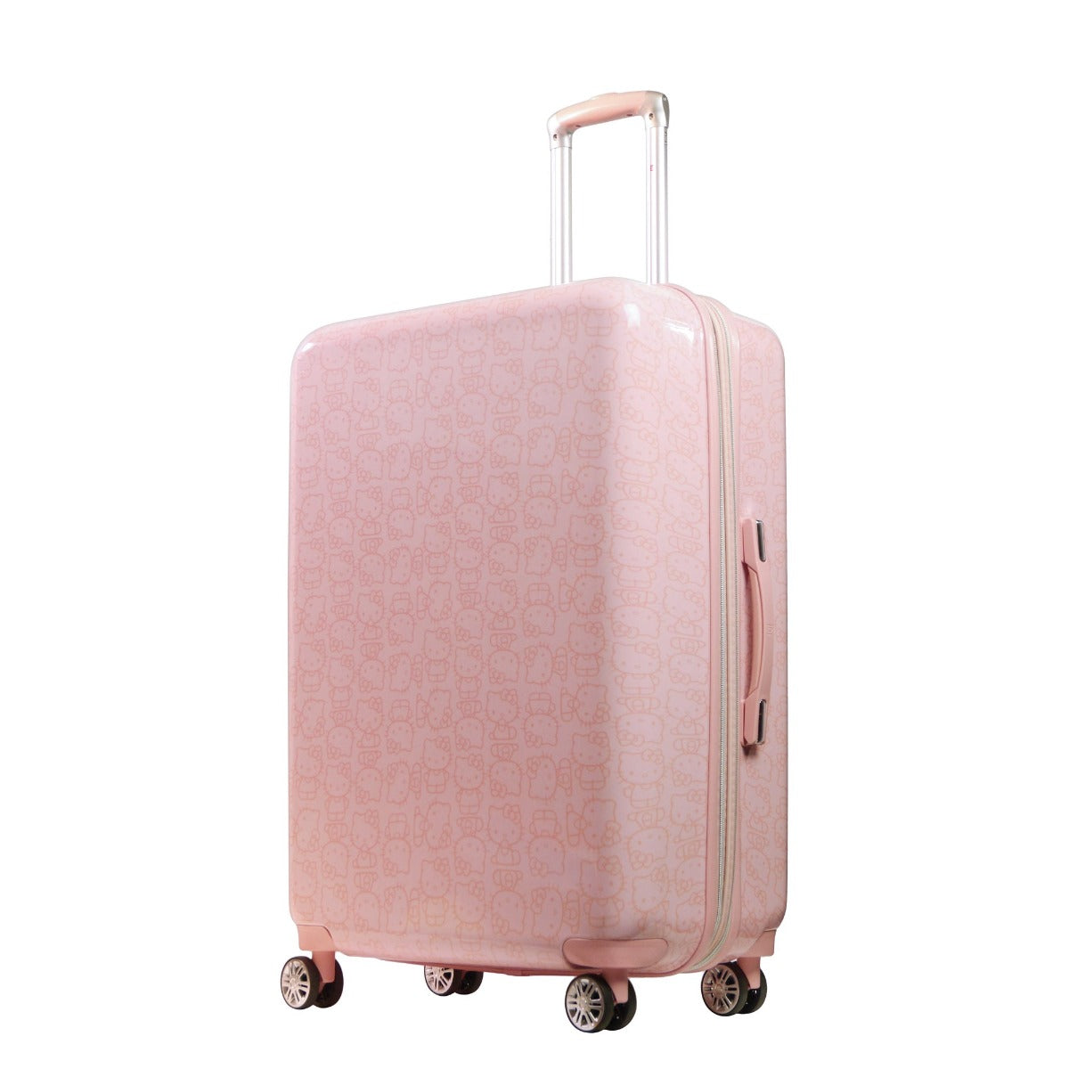 Hello Kitty Pose All Over Print 29.5" Hard-Sided Luggage Pink checked spinner suticase