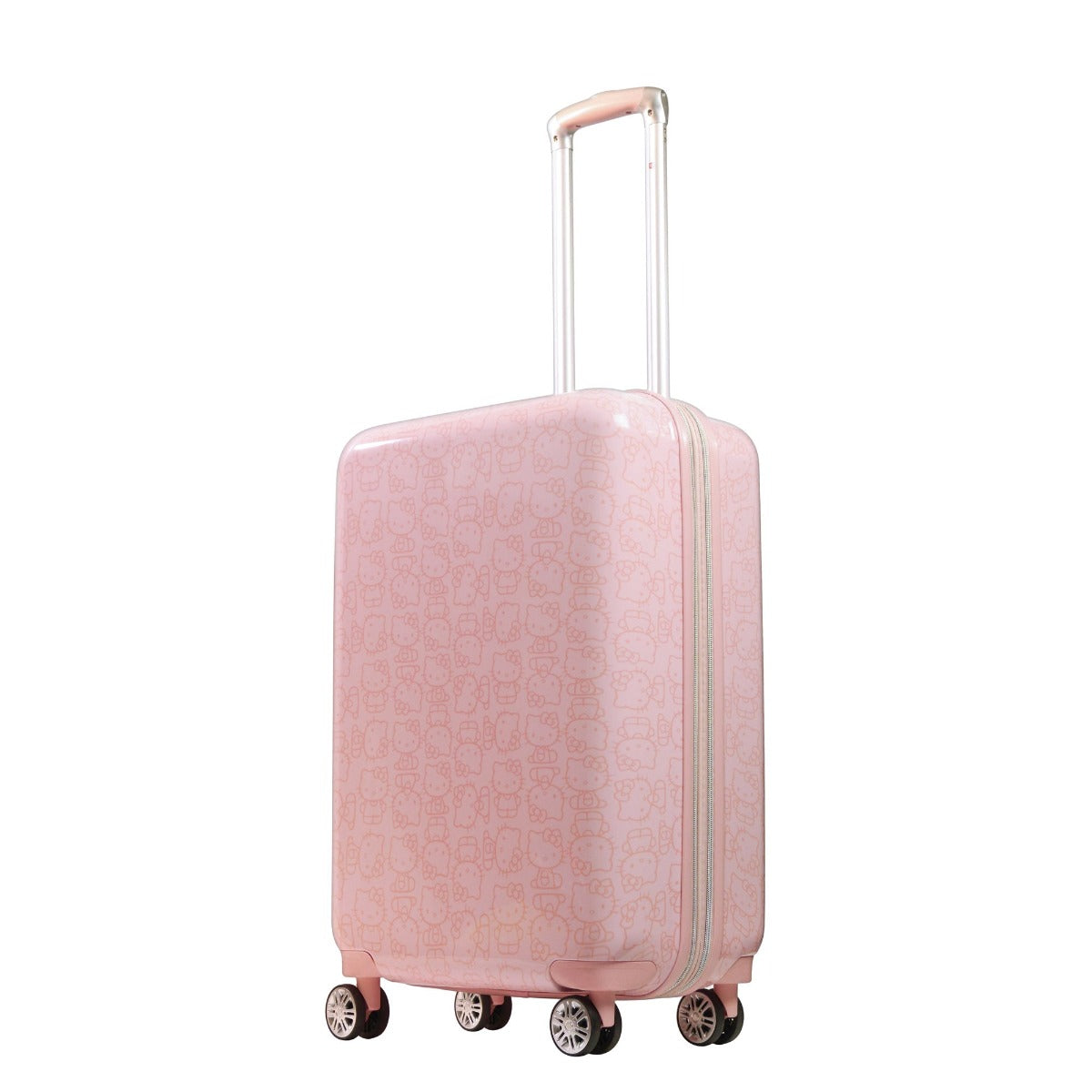 Hello Kitty Pose All Over Print 25.5" Hardsided Checked Luggage Pink Spinner suitcase