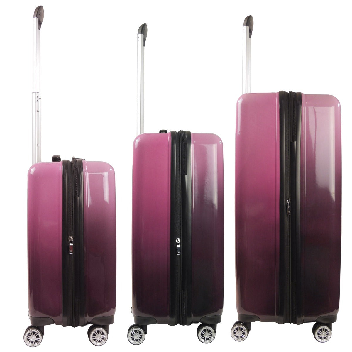 Ful Impulse Ombre Hardsided Spinner Suitcases Luggage 3 piece set pink purple fade
