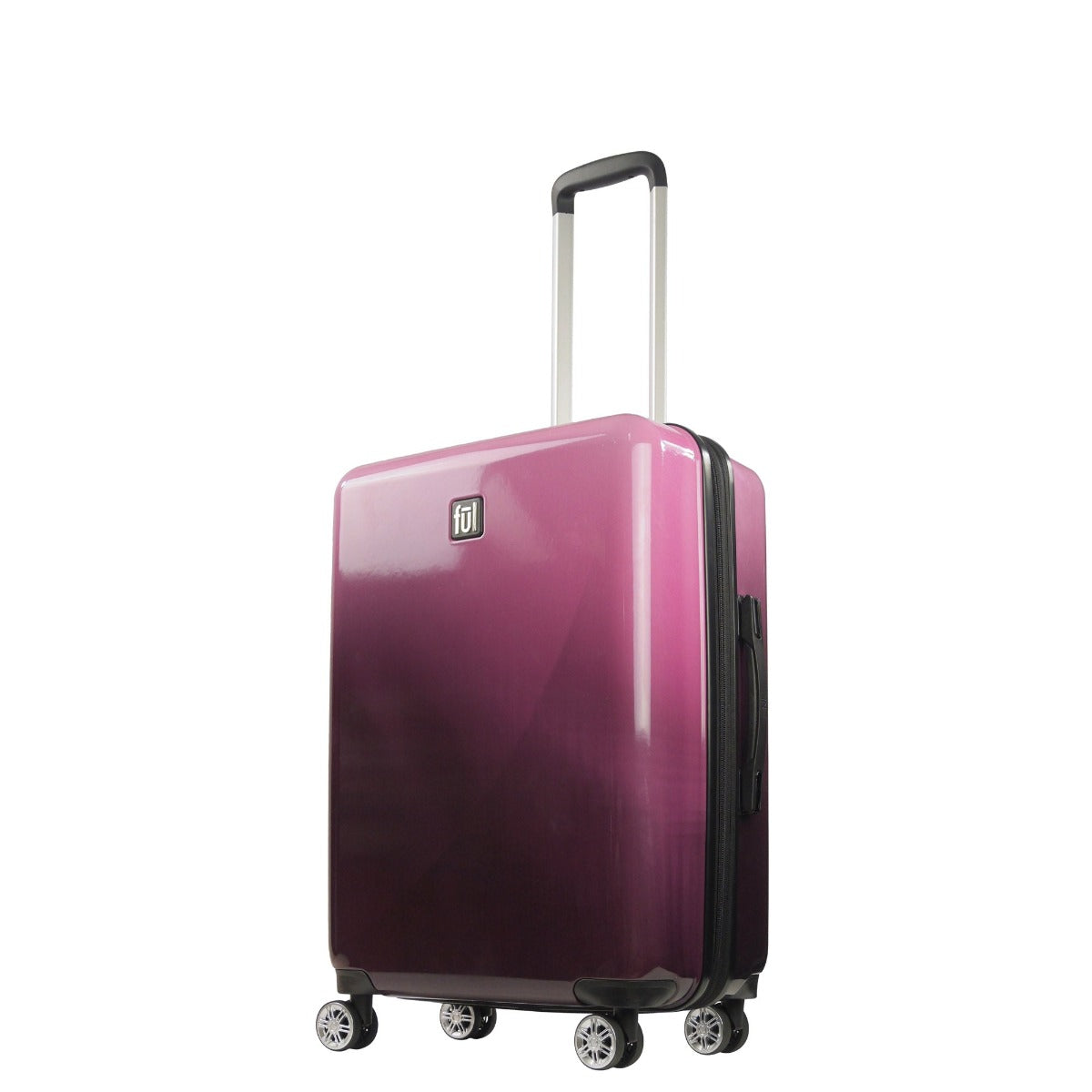 Ful Impulse Ombre Hardside Suitcase 26" Luggage Pink 360 degree spinner wheels 2” expansion divider panel