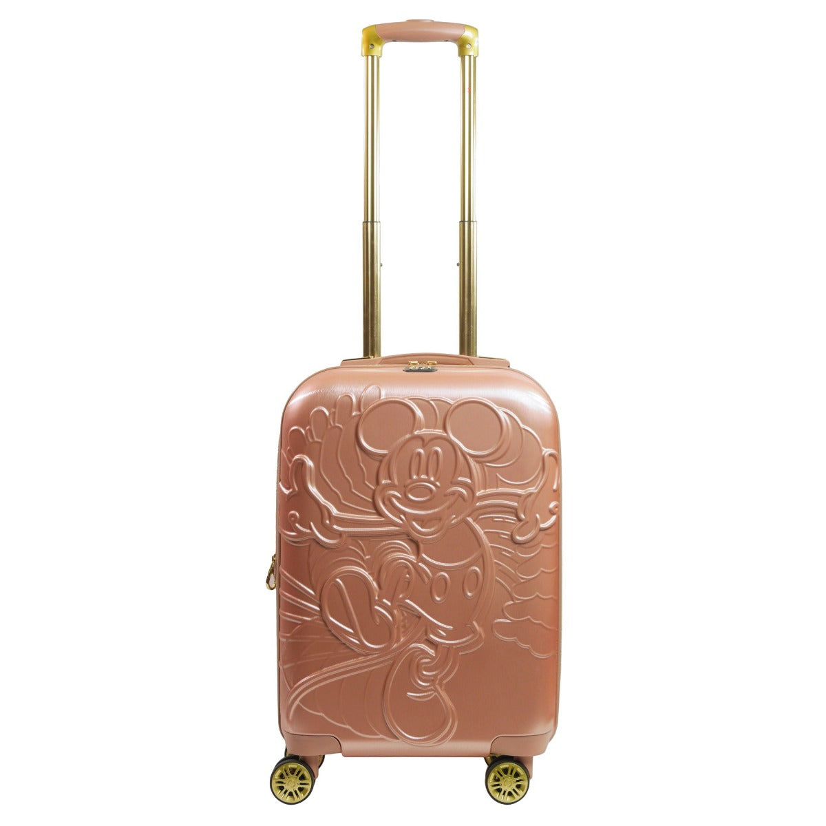 Ful Embossed Disney Mickey Mouse hardsided spinner suitcase 22 inch carry on luggage rose gold pink expandable 2 inch \