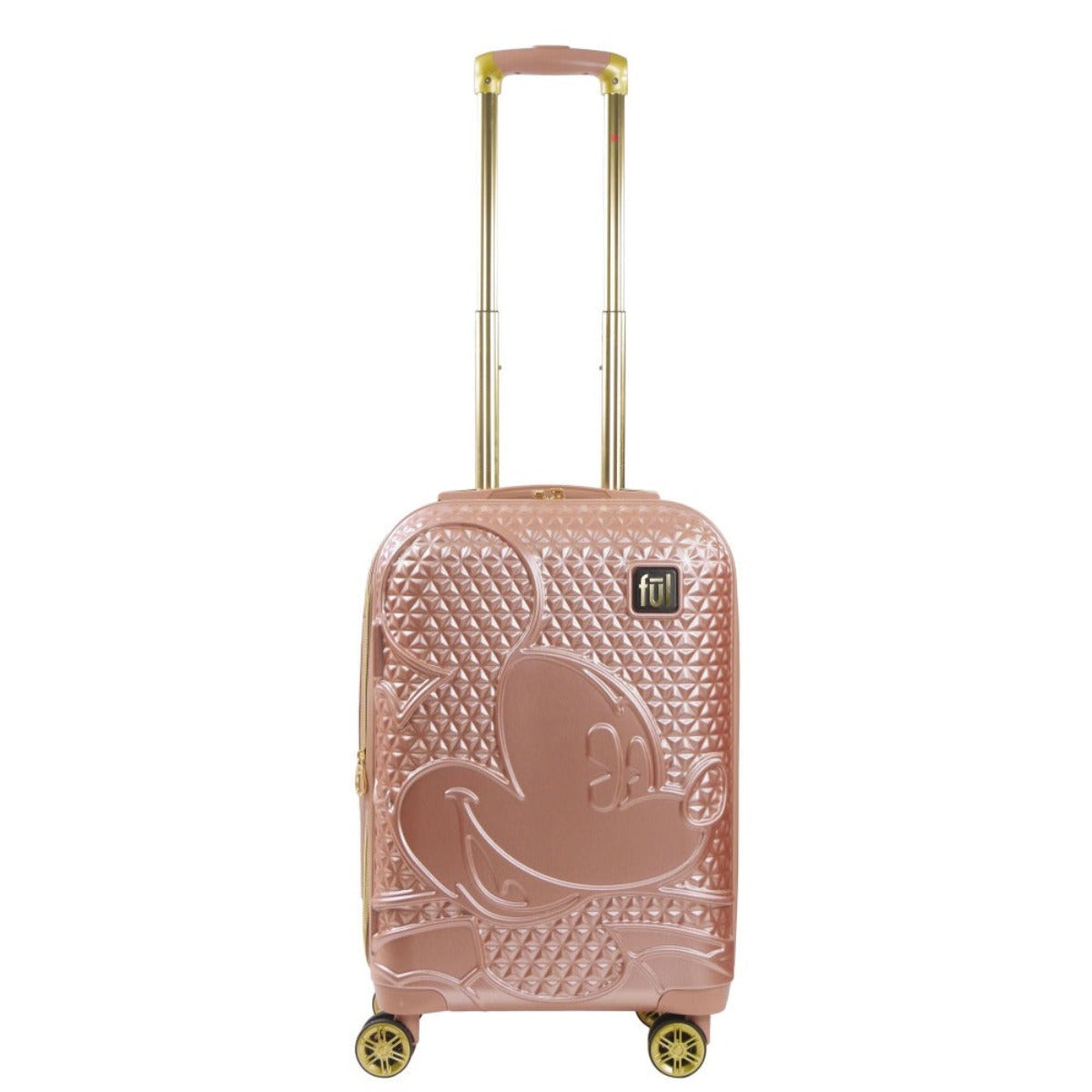 Adult Disney Luggage Mickey Mouse Texture Rolling Hard Sided Carry-on Spinner Suitcase Rose Gold 22.5"