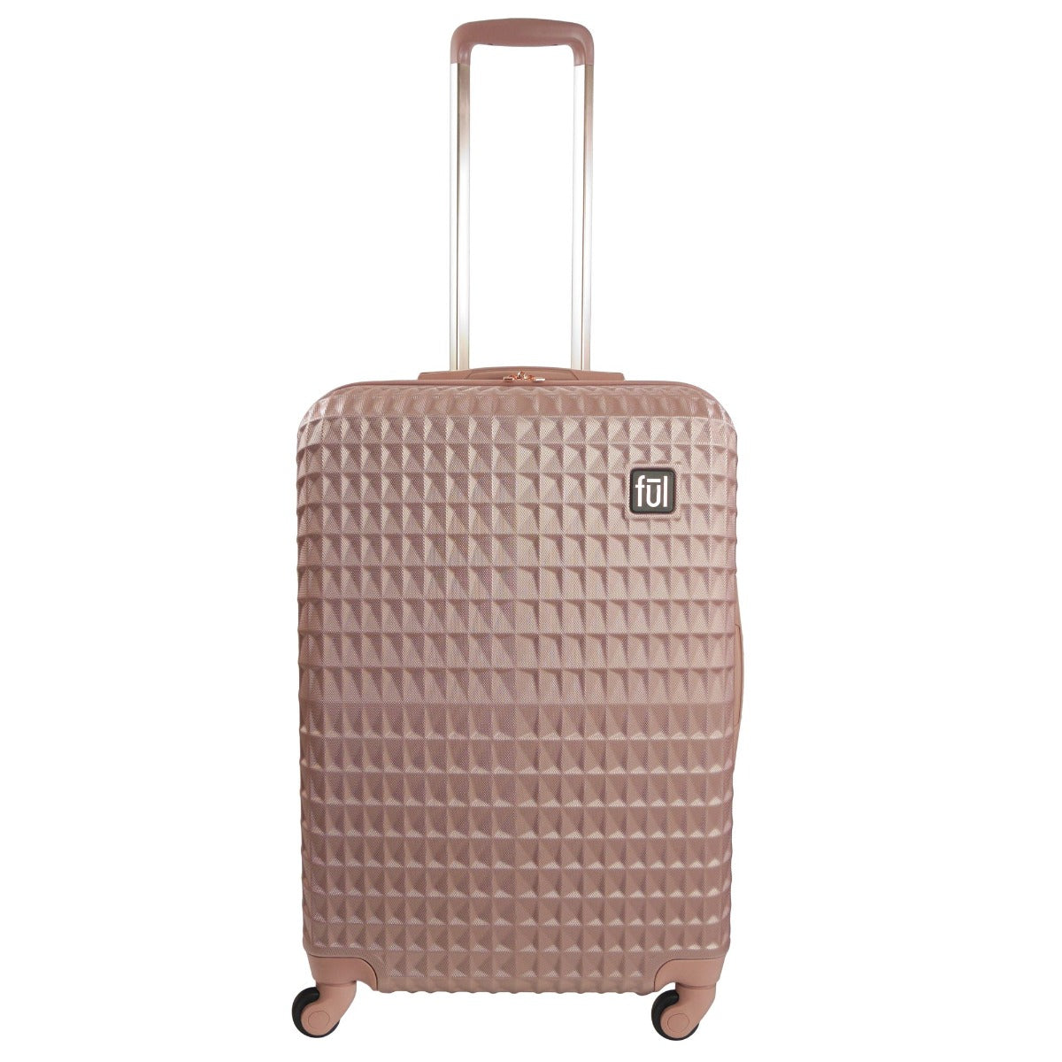 Ful Geo 26 inch hard sided spinner suitcase checked bag luggage rose gold