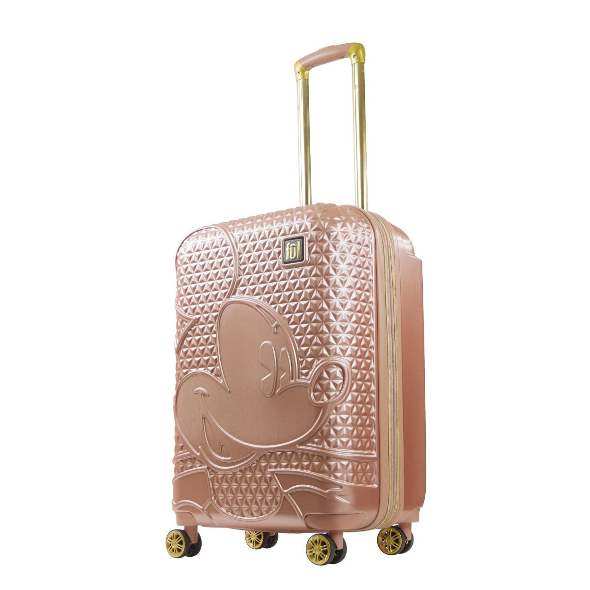 Adult Disney Luggage Mickey Mouse Texture Rolling Hard Sided Rose Gold 26" Suitcase