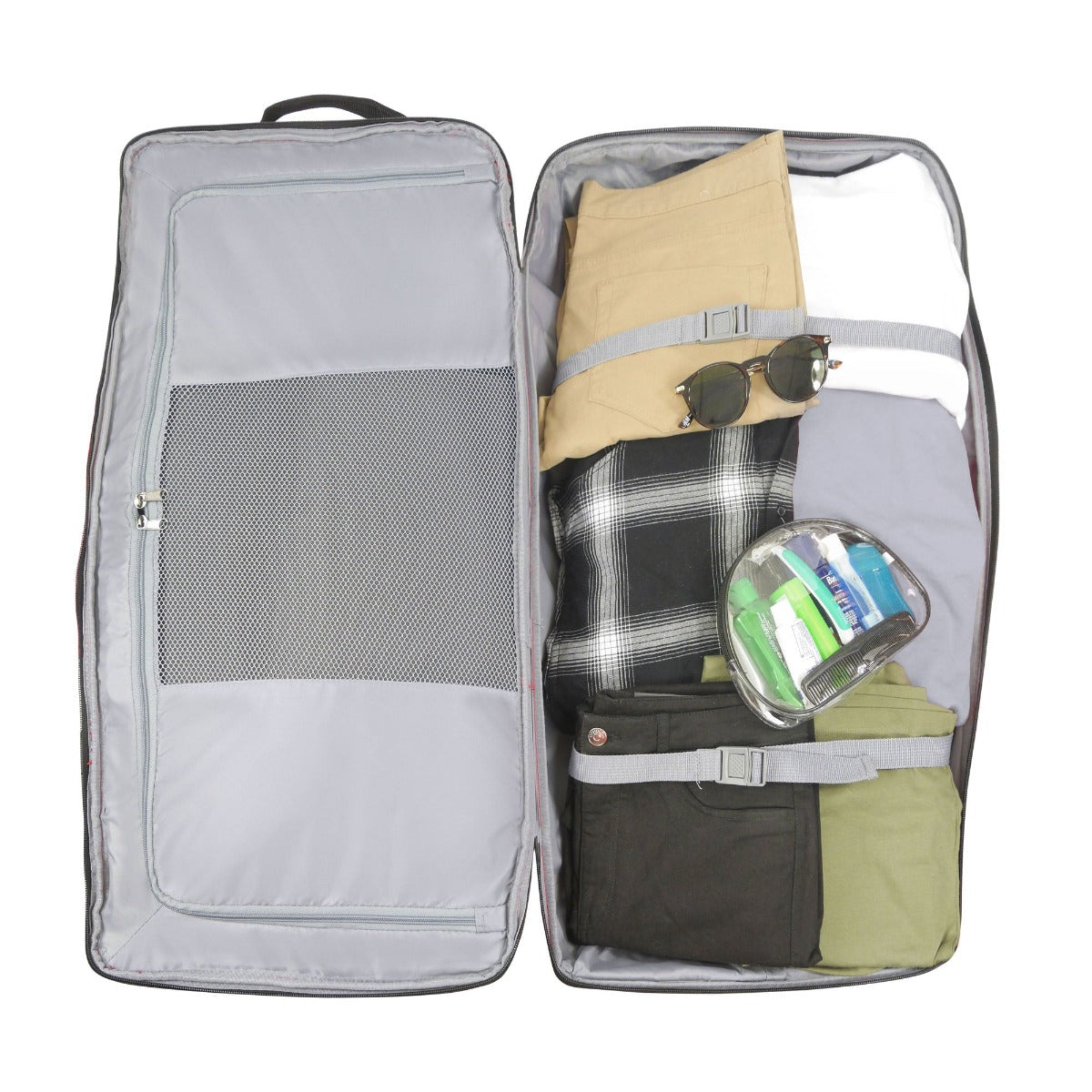 Black and Grey Rig Series 30 inch Split Level Ful Wheeled Rolling Carry-on Duffle Travel Bag  
