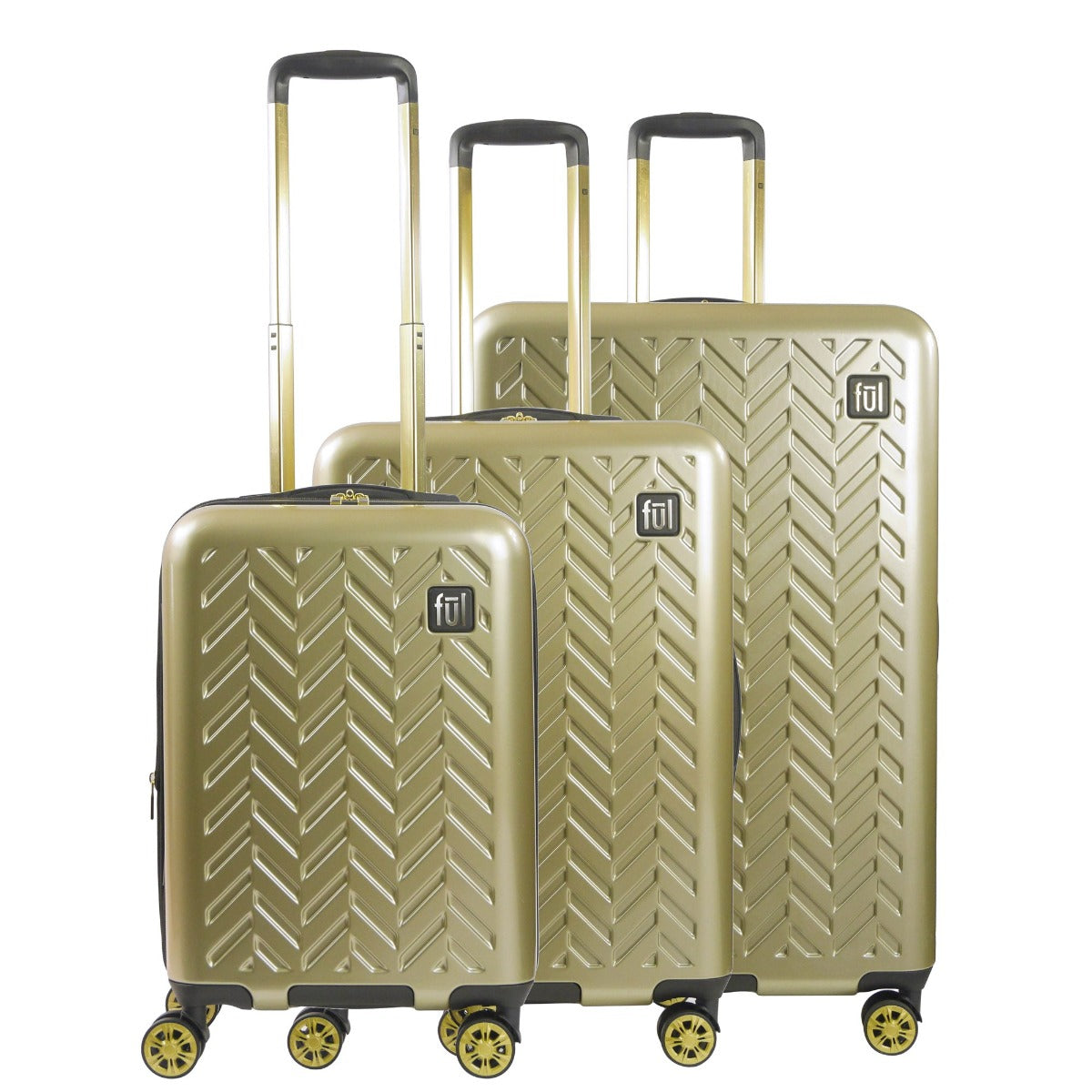 Ful Groove Hard Side Spinner Suitcases 3 Piece Gold Spinner Suitcase Rolling luggage set 22" Inch 27" Inch 31" Inch