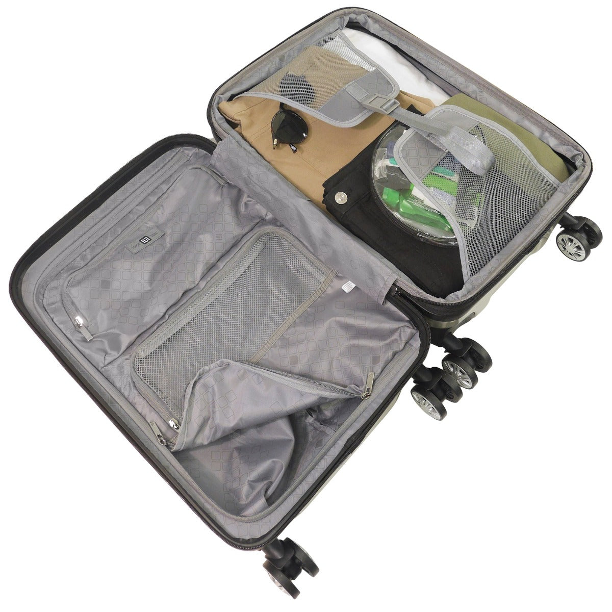 Velocity 3 pcs set Hardside Spinner Suitcase Checked Luggage Silver 23" 27" 31"  interior