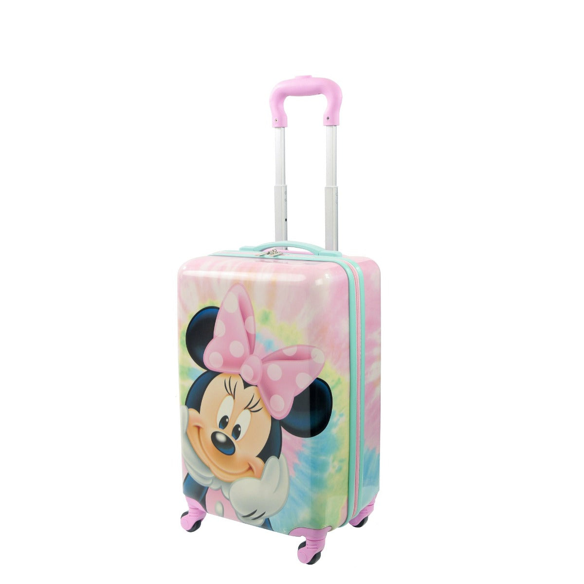 Disney minnie mouse tye dye kids 21" spinner suitcase hardside luggage - best kids carry on suitcases for travel